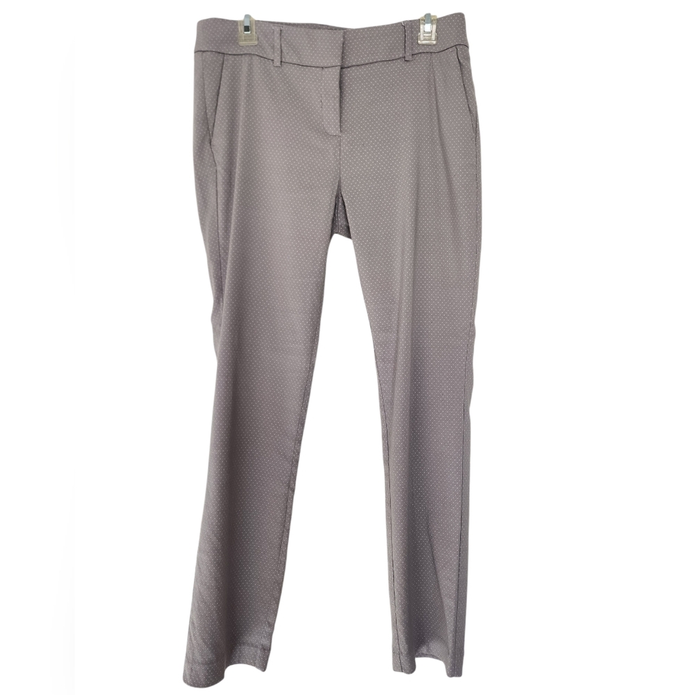 Adrienne Vittadini Gray Polka Micro Dot Pants Size 10